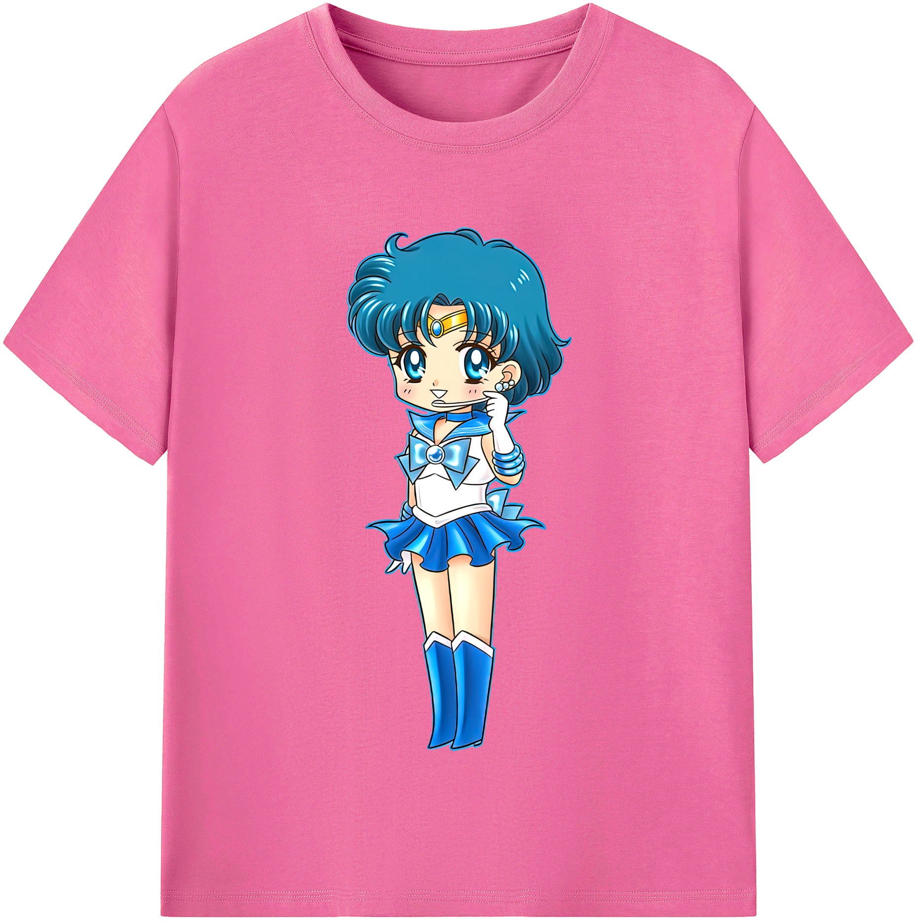 （画像用） 美少女戦士セーラームーン 水野 亜美 みずの あみ Sailor Moon Mizuno Ami レディースカジュアルプリントTシャツ（綿100％）